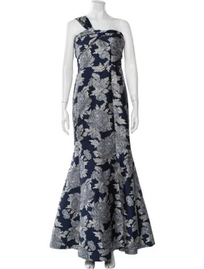 Pre-owned Donna Karan Floral Print Long Dress In Blue