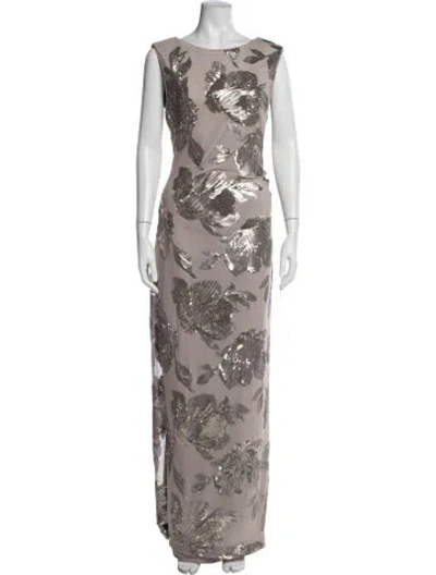 Pre-owned Donna Karan Floral Print Long Dress In Neutrals
