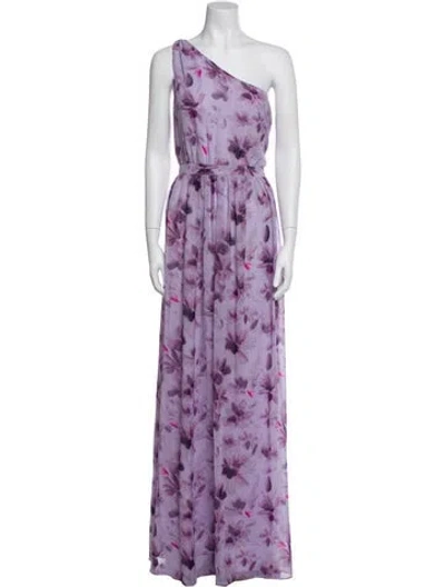 Pre-owned Donna Karan Floral Print Long Dress In Purple