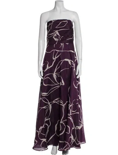 Pre-owned Donna Karan Floral Print Long Dress In Purple