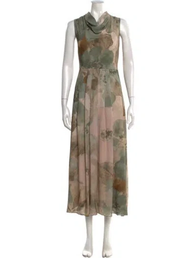 Pre-owned Donna Karan Floral Print Long Dress W/ Tags In Multi