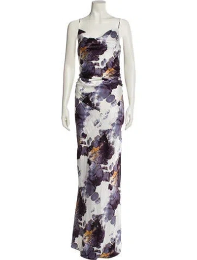 Pre-owned Donna Karan Floral Print Long Dress In White