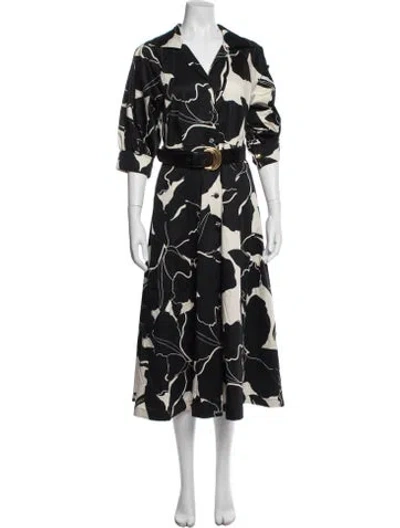 Pre-owned Donna Karan Floral Print Midi Length Dress In Blue