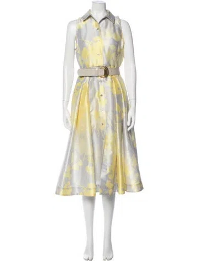 Pre-owned Donna Karan Floral Print Midi Length Dress In Green