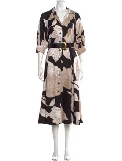 Pre-owned Donna Karan Floral Print Midi Length Dress W/ Tags In Neutral