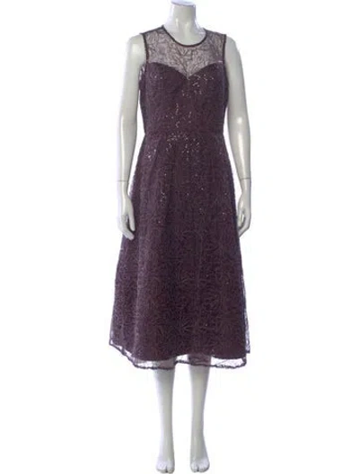 Pre-owned Donna Karan Floral Print Midi Length Dress W/ Tags In Purple