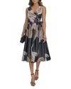 Donna Karan New York Faux Wrap Tie Waist Cocktail Dress In Black/fawn Multi