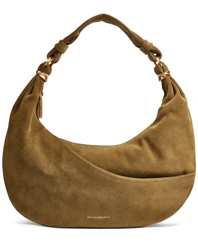 Donna Karan Gabardine Suede Mini Hobo Shoulder Bag