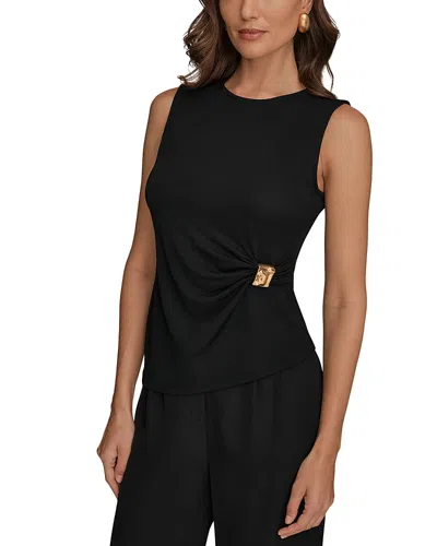 Donna Karan Gathered Sleeveless Top In Black
