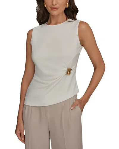 Donna Karan Gathered Sleeveless Top In White