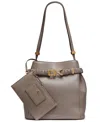 Donna Karan Gingham Medium Bucket Bag In Brown