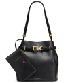 Donna Karan Gingham Medium Bucket Bag In Black