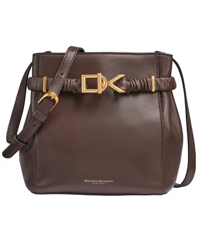 Donna Karan Gingham Small Crossbody Handbag In Brown