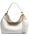 Donna Karan Glenwood Leather Shoulder With Tassel Detail In White
