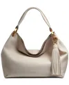 Donna Karan Glenwood Leather Shoulder With Tassel Detail In White