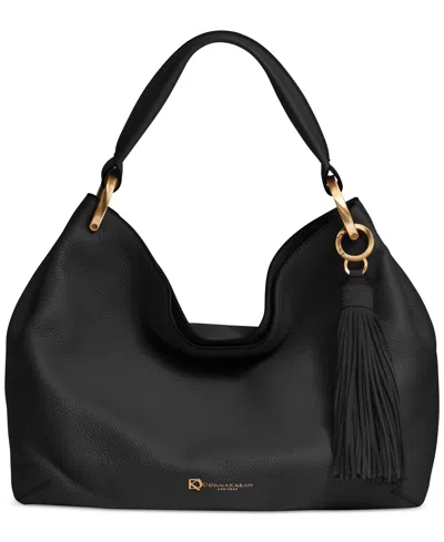 Donna Karan Glenwood Leather Shoulder With Tassel Detail In Black