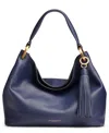 Donna Karan Glenwood Leather Shoulder With Tassel Detail In Blue