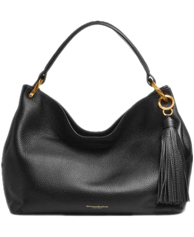 Donna Karan Glenwood Leather Shoulder With Tassel Detail In Black