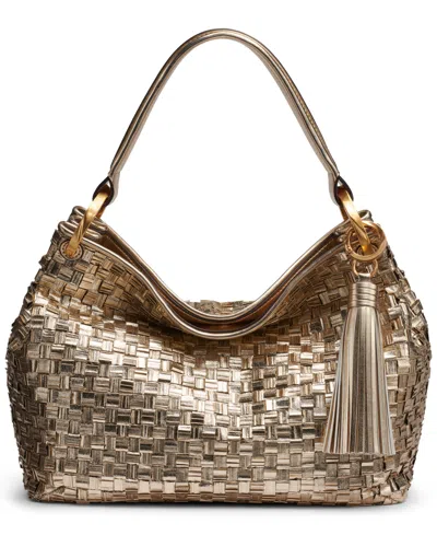 Donna Karan Glenwood Metallic Woven Small Shoulder Bag In Gold