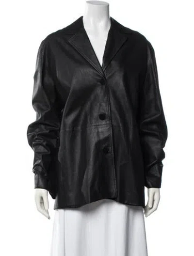 Pre-owned Donna Karan Goat Leather Blazer In Black