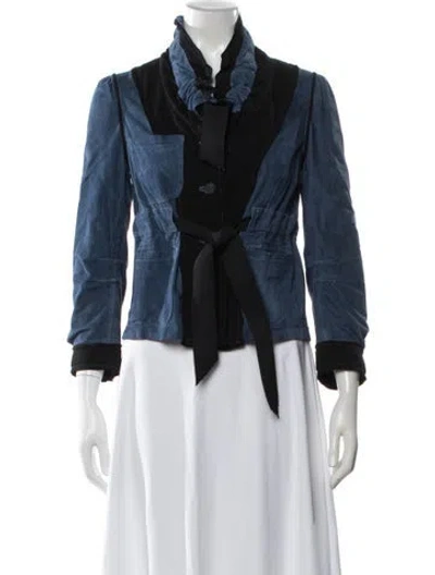 Pre-owned Donna Karan Goat Leather Jacket In Blue