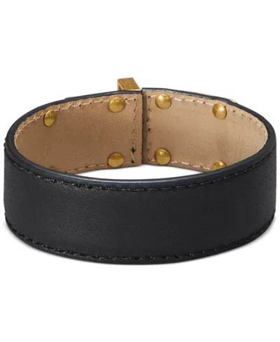 Donna Karan Gold-plated Flex Leather Bracelet In Jet