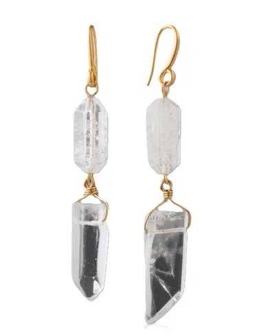 Donna Karan Gold-plated Quartz Crystal Double Drop Earrings