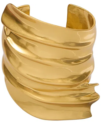 Donna Karan Gold-plated Wide Folded Metal Cuff Bracelet