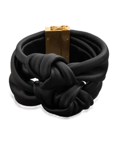 Donna Karan Gold-tone Double Row Magnetic Bracelet In Black