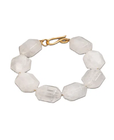 Donna Karan Gold-tone Quartz Crystal Flex Bracelet In White