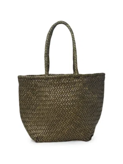 Donna Karan Grace Basket Woven Shoulder Bag In Green