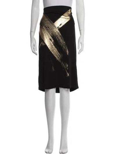 Pre-owned Donna Karan Graphic Print Midi Length Skirt In Black