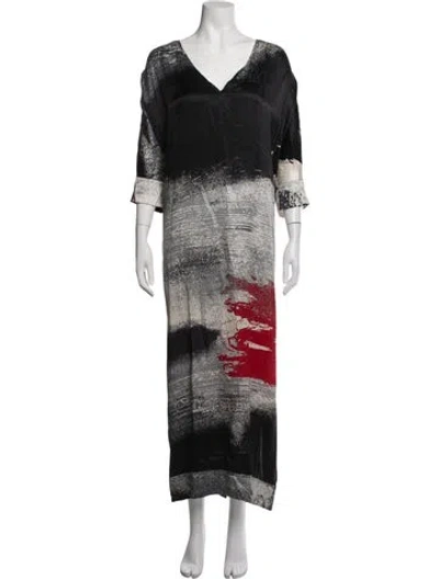 Pre-owned Donna Karan Graphic Print Nightgown In Black