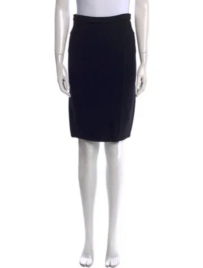 Pre-owned Donna Karan Grosgrain Trim Knee-length Skirt In Black