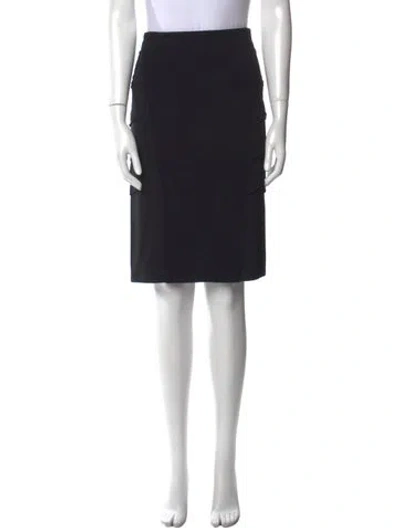 Pre-owned Donna Karan Grosgrain Trim Knee-length Skirt In Black