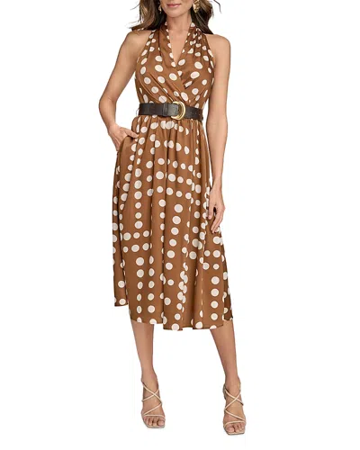 DONNA KARAN HALTER FIT AND FLARE DRESS