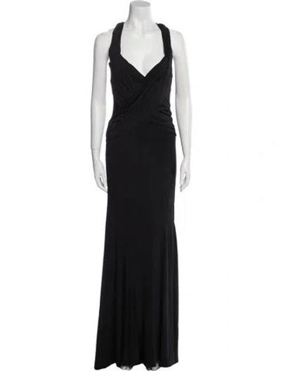 Pre-owned Donna Karan Halterneck Long Dress In Black