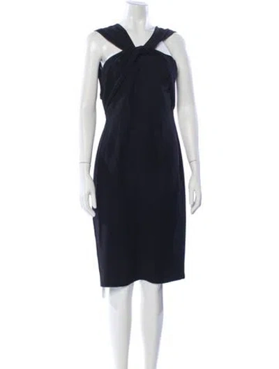 Pre-owned Donna Karan Halterneck Midi Length Dress In Blue