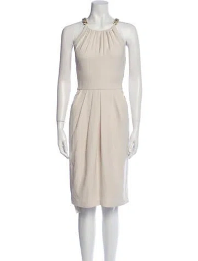 Pre-owned Donna Karan Halterneck Midi Length Dress In Neutral