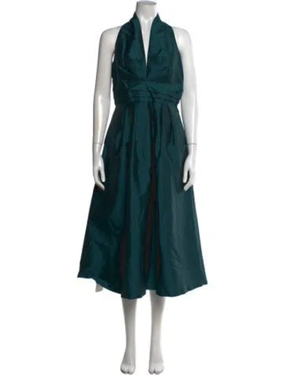 Pre-owned Donna Karan Halterneck Midi Length Dress W/ Tags In Green