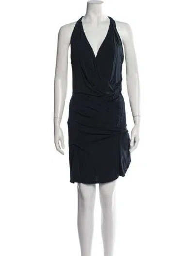 Pre-owned Donna Karan Halterneck Mini Dress In Blue