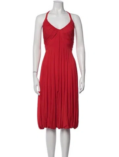Pre-owned Donna Karan Halterneck Mini Dress In Red