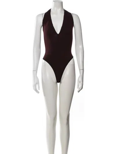 Pre-owned Donna Karan Halterneck Sleeveless Bodysuit In Black