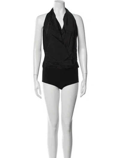 Pre-owned Donna Karan Halterneck Sleeveless Bodysuit W/ Tags In Black
