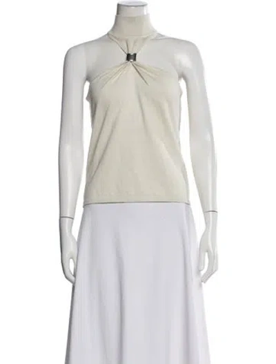 Pre-owned Donna Karan Halterneck Sleeveless Top In Neutral
