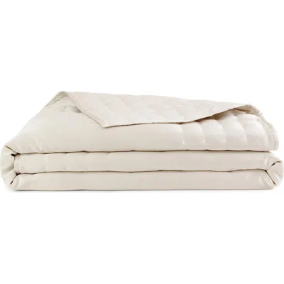 Donna Karan Hammered Silk & Cotton Blend Quilt In Ivory