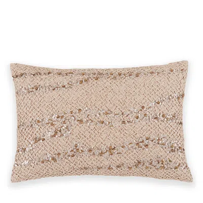 Donna Karan Hand Smocked Sequins Decorative Pillow, 14 X 20 In Brown
