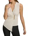 Donna Karan New York Wrap Front Sleeveless Top In White