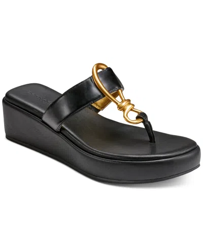 Donna Karan Harlyn Hardware Wedge Sandals In Black
