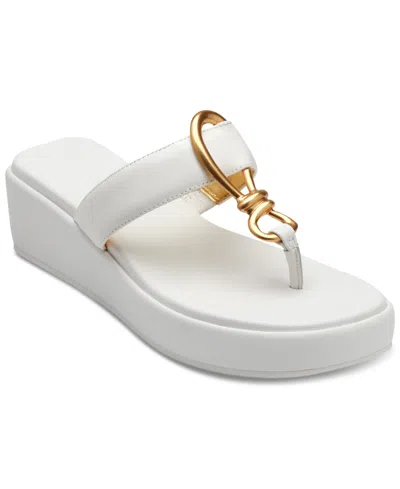 Donna Karan Harlyn Hardware Wedge Sandals In Bright White